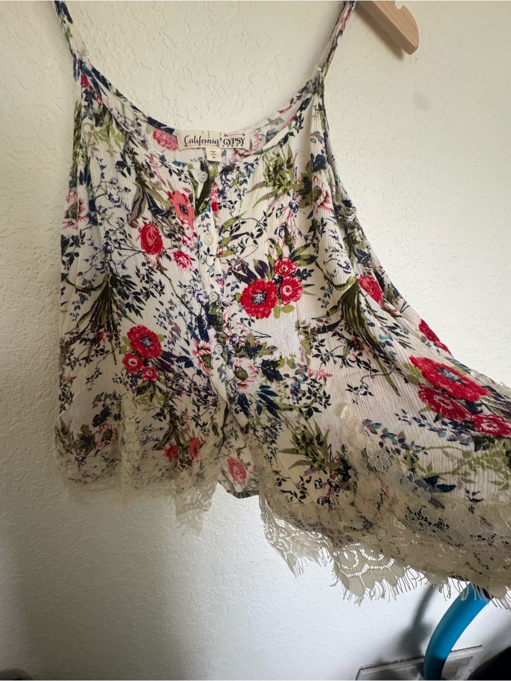 Floral Lace-Trim Spaghetti Strap Tank Top XL - Picture 3 of 7